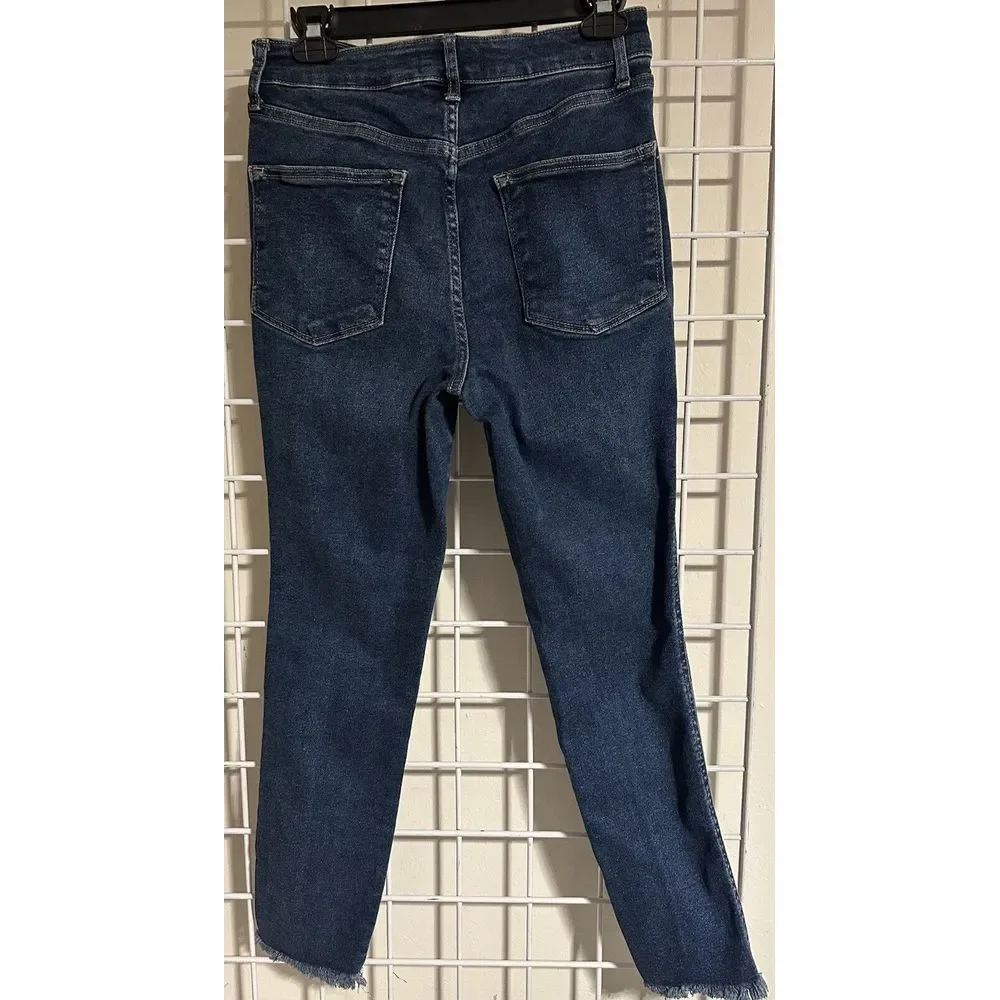 Free People We The Free Raw Hem High Rise Jegging Size 31 Dark Wash Skinny‎